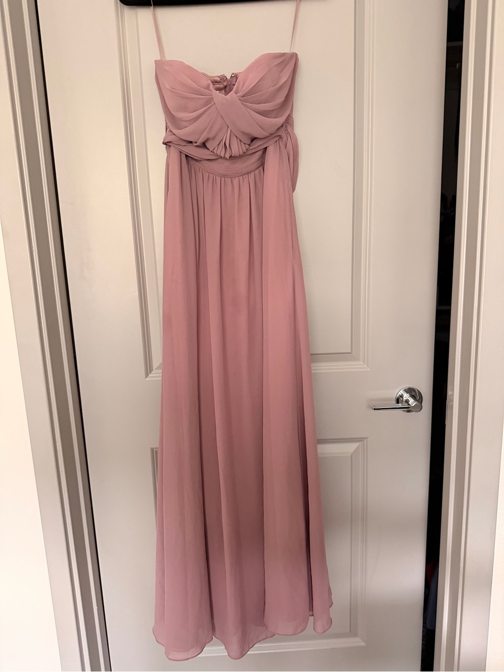 Birdy Grey Dusty Rose Chiffon Strapless Maxi Dress